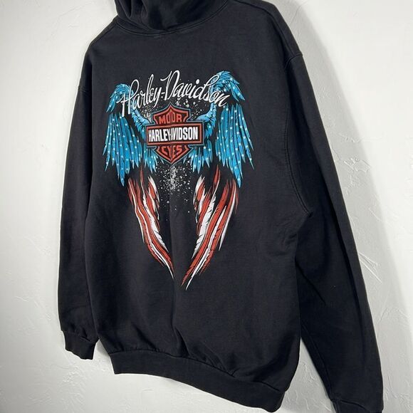 🔥 Vintage Y2K HARLEY-DAVIDSON San Diego Biker Zip Up HOODIE Jacket Size Lg - EU - Picture 3 of 10